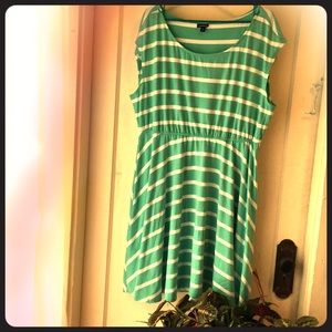 Mint and white striped skater dress.